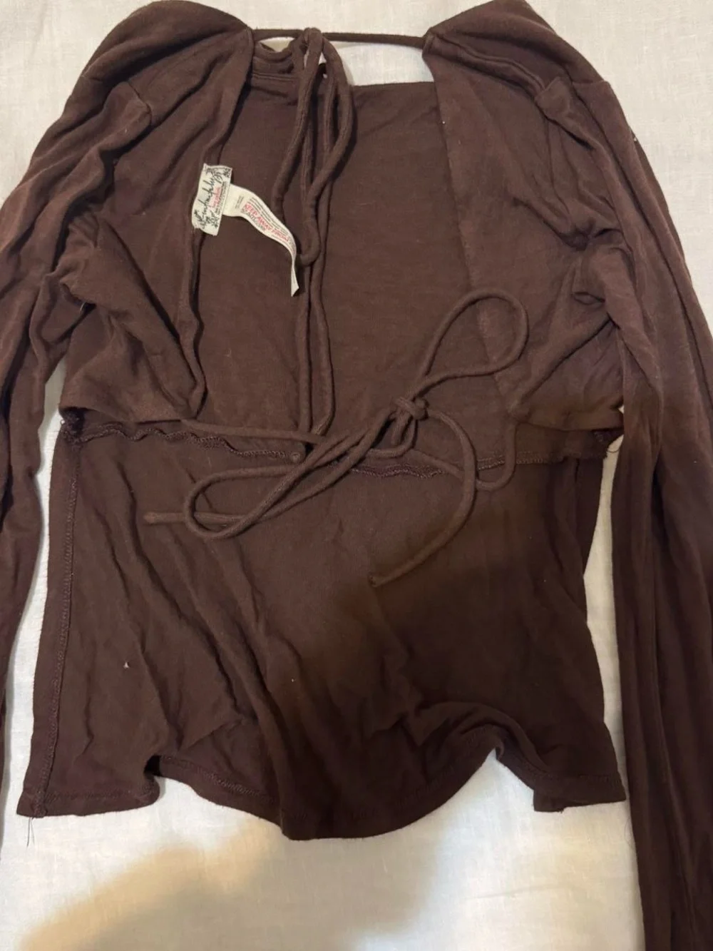 Free People Chocolate Brown Long-Sleeve Cutout Top